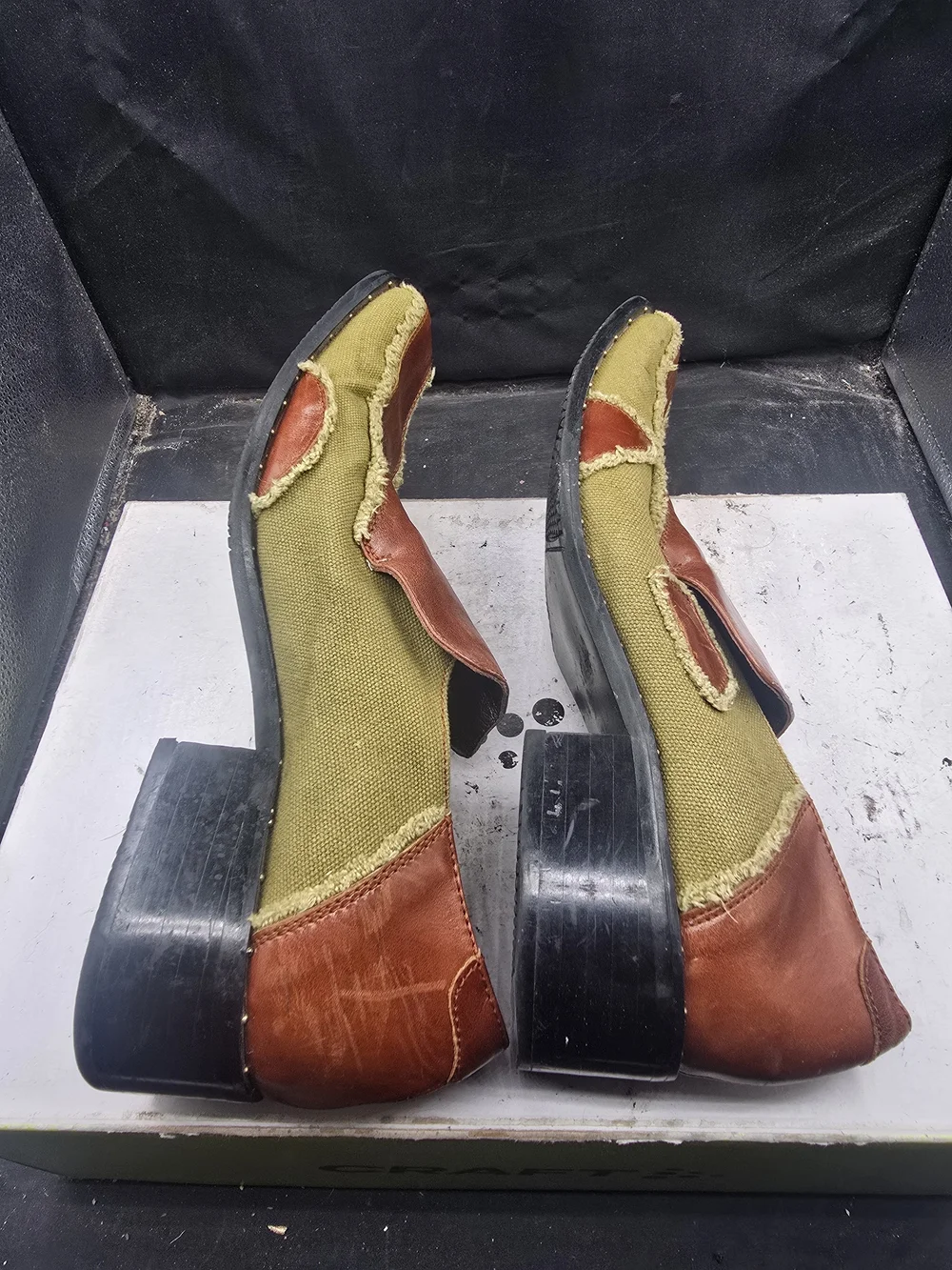 Two-Tone Brown & Olive Men's Slip-On Loafers